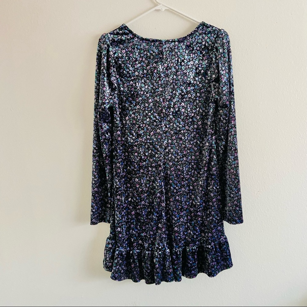 Wild Fable floral velvet long sleeve dress | medium | blue pink - Picture 4 of 5